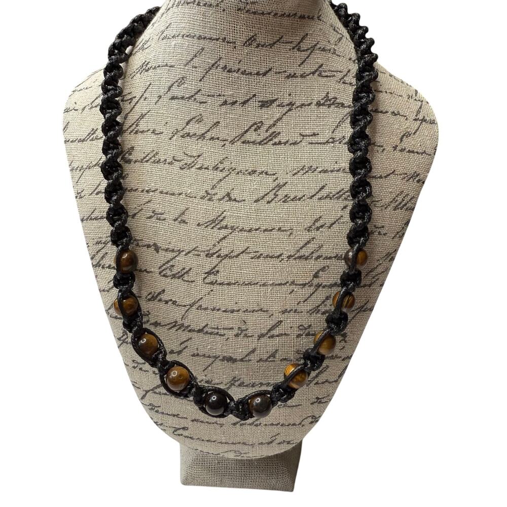 Paparazzi Urban The Ultimate Discoverer Tiger's Eye Beaded Braided Knot Necklace